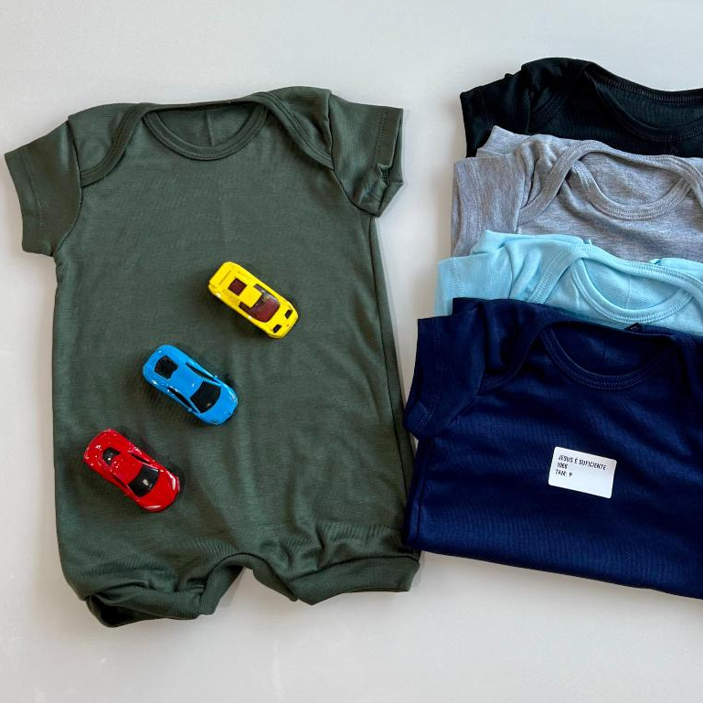 Kit Macacão Bebê Infantil 5 Peças Roupa de Menino Ribana Fresquinho Banho de Sol P,M,G,1