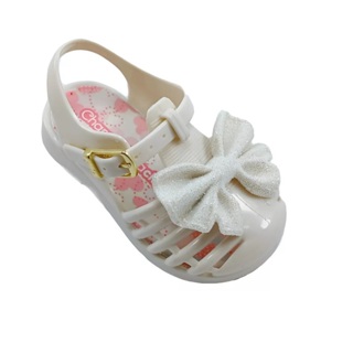Sandalia infantil Off White para menina com laçinho em Oferta na Shopee