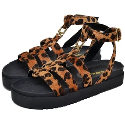 Sandalia Feminina Dubuy Papete Slide Animal Print Com Fivela Original Luna 2068DB