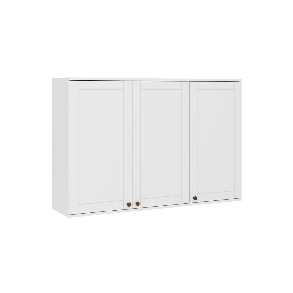 Armário Aéreo Milla 3 Portas Branco MDF 120cm Carraro em Oferta na Shopee