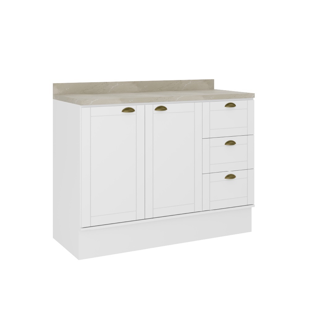 Balcão Milla MDF 2 Portas 3 Gavetas Branco 120cm Carraro