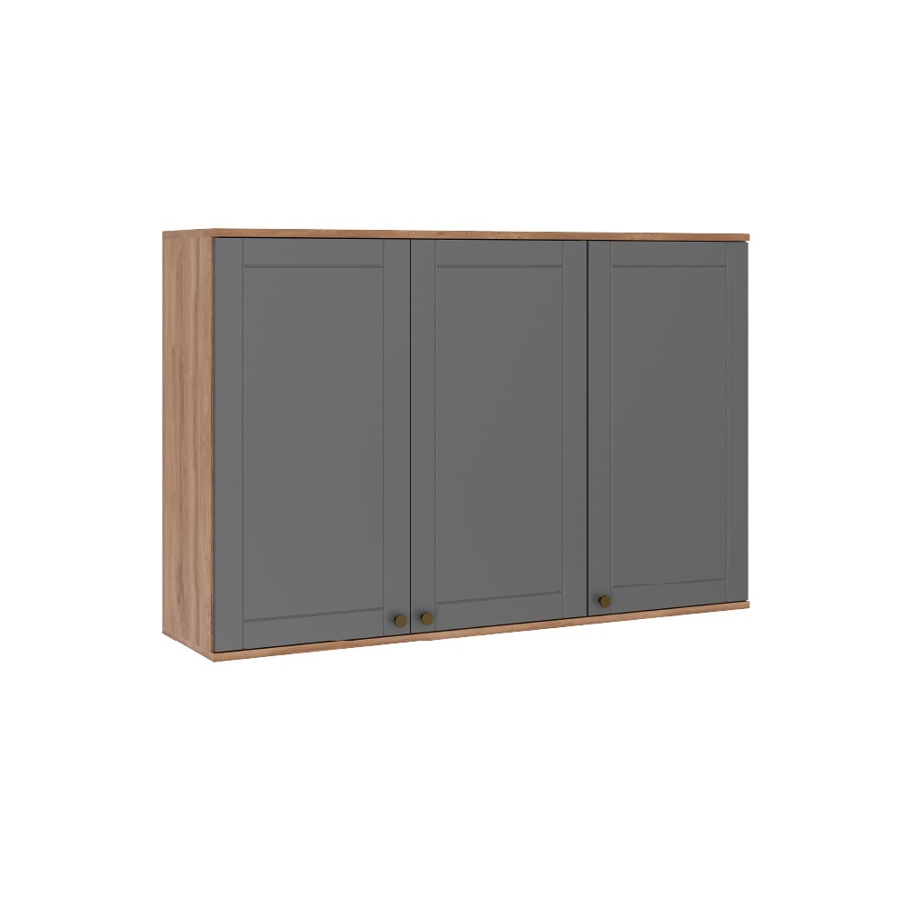 Armário Aéreo Milla 3 Portas Nog/Cinza 120cm Carraro em Oferta na Shopee