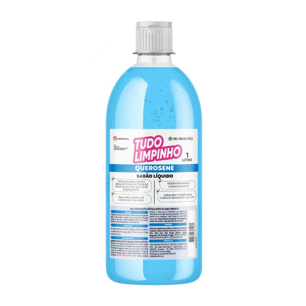 SABÃO QUEROSENE LIMPA PISOS TUDO LIMPINHO 1LITRO em Oferta na Shopee