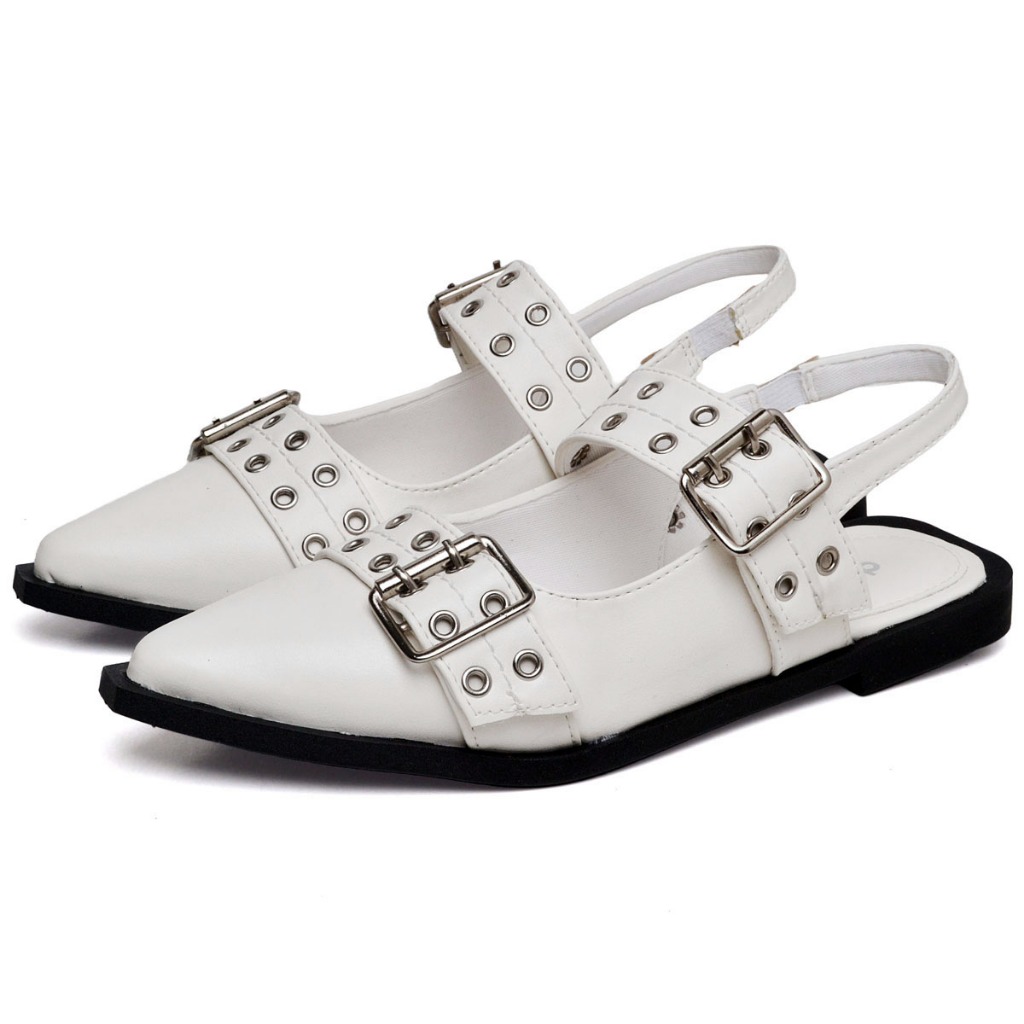 Sapatilha Feminina Dubuy Com Bico Fino Slingback Branco Original Maju 1302DB em Oferta na Shopee