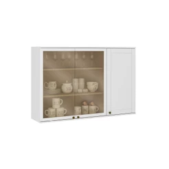 Armário Aéreo Milla com Portas de Vidro e Branco MDF 120cm Carraro