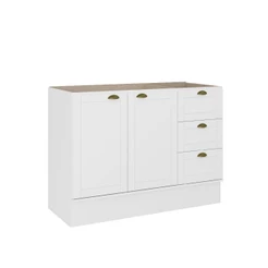 Balcão Gabinete De Pia MDF Milla 2 Portas 3 Gavetas Branco 120cm Carraro