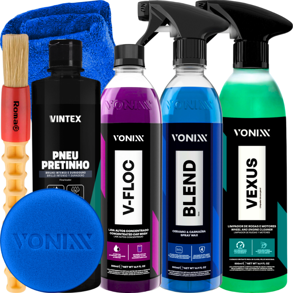 Kit Shampoo V-Floc Cera Blend Vexus Limpa Rodas Pneu Pretinho Vonixx em Oferta na Shopee