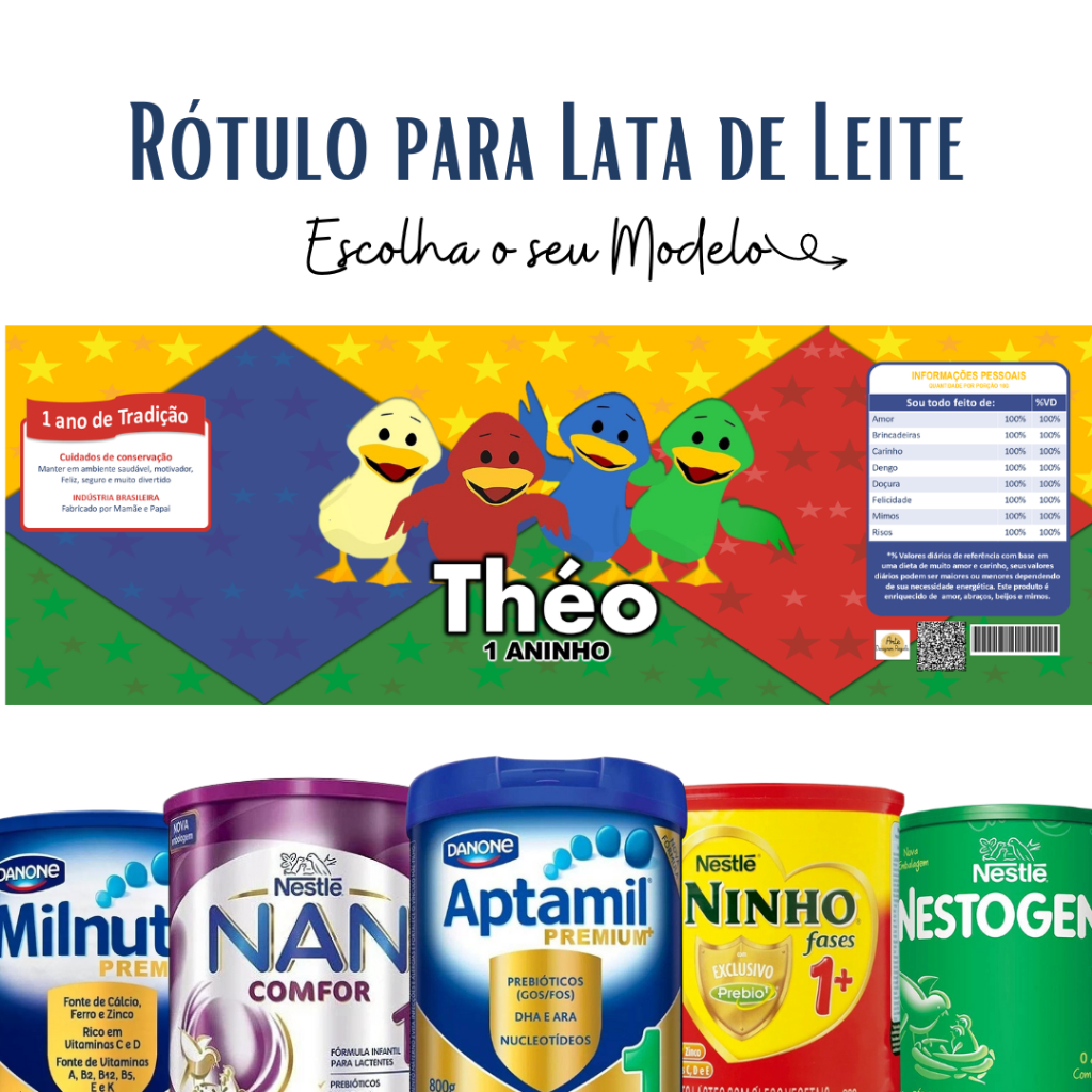 Rotulo lata de leite 400g e 800g Patinho Colorido  -  lembrancinha