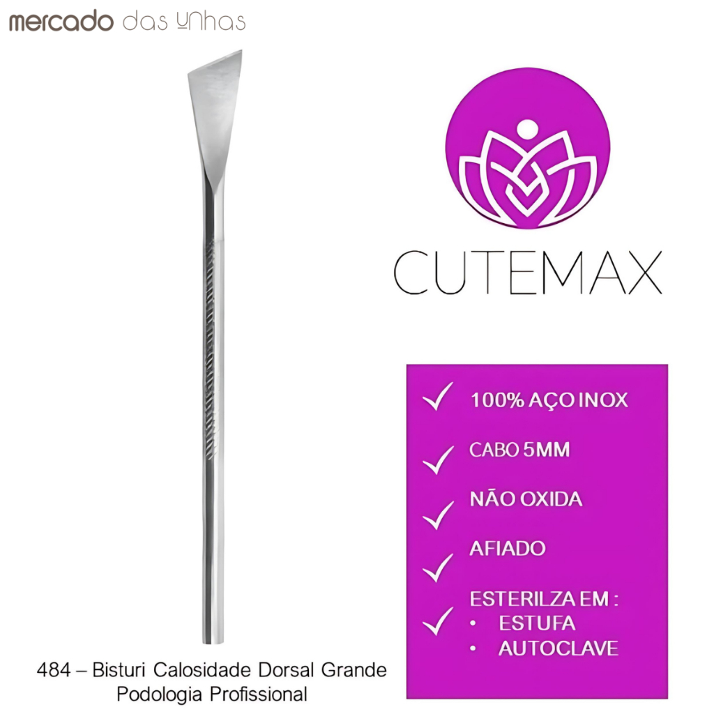 Espátula De Inox Para Calosidade Dorsal Ref 484 Profissional Podologia Pedicure Esterilizável