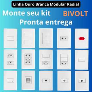 Tomada Interruptor 10A 20A Linha Ouro Branca Modular RADIAL Tomada Apagador Paralelo Simples em Oferta na Shopee