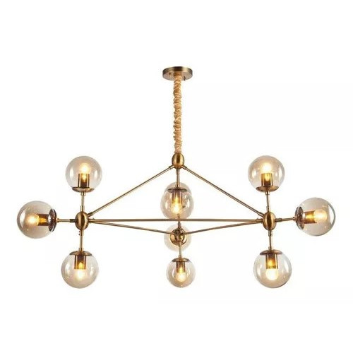 Lustre Pendente Jabuticaba Dourado Bola Molecular Âmbar Moderno Sala Quarto Salão INL80