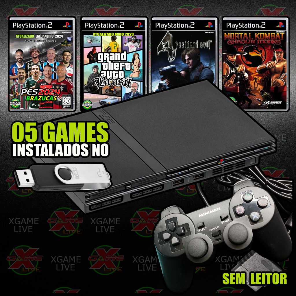 PS2 SLIM + 1 controle + 5 GAMES sua escolha