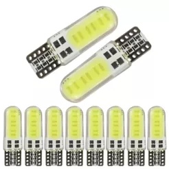 Kit 10 Lampada T10 Siliconada Cob12 Led W5w Branco 12v