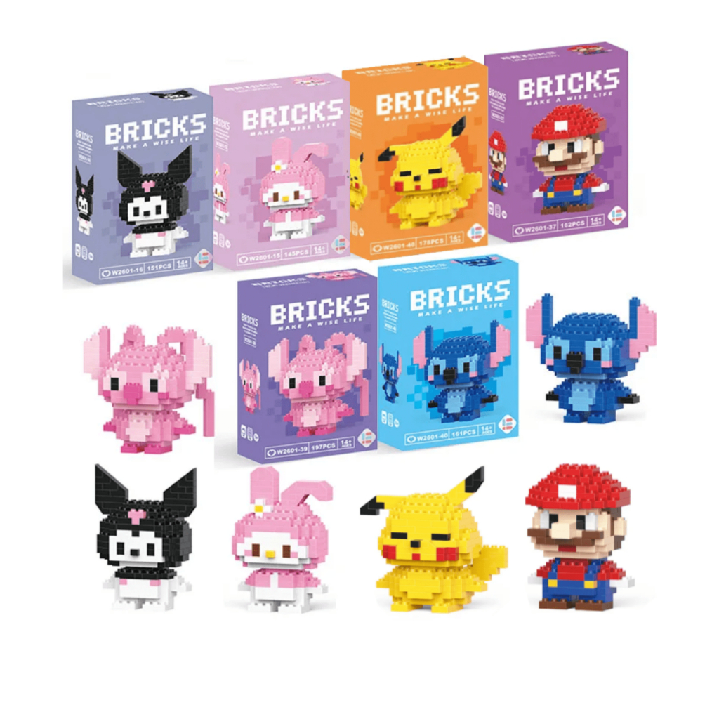 Blocos de Montar Kit de Construção Desenho Animado Figuras Bricks Brinquedo infantil Quebra-cabeça DIY Crianças em Oferta na Shopee
