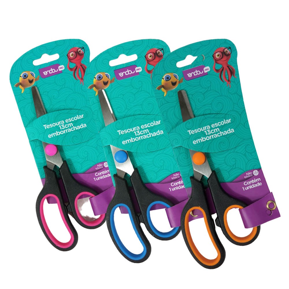 Tesoura Escolar 13cm Inox Soft Cabo Emborrachado