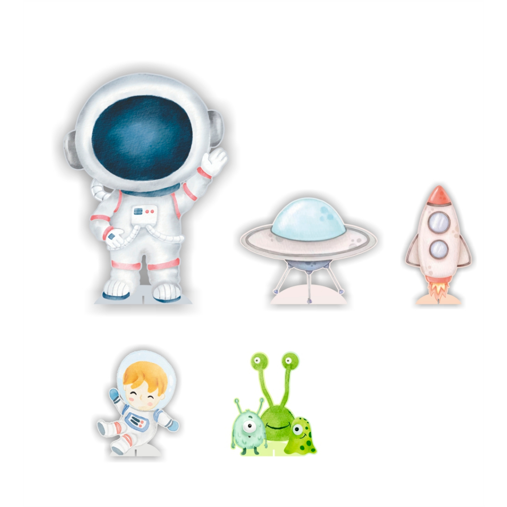 Kit de Displays 5Totens para Decoração de Festa Astronauta Aquarela