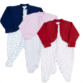 Macacão Bebê Menina Floral Delicado Suedine 100% Algodão Babadinhos Roupa Infantil Menina ...