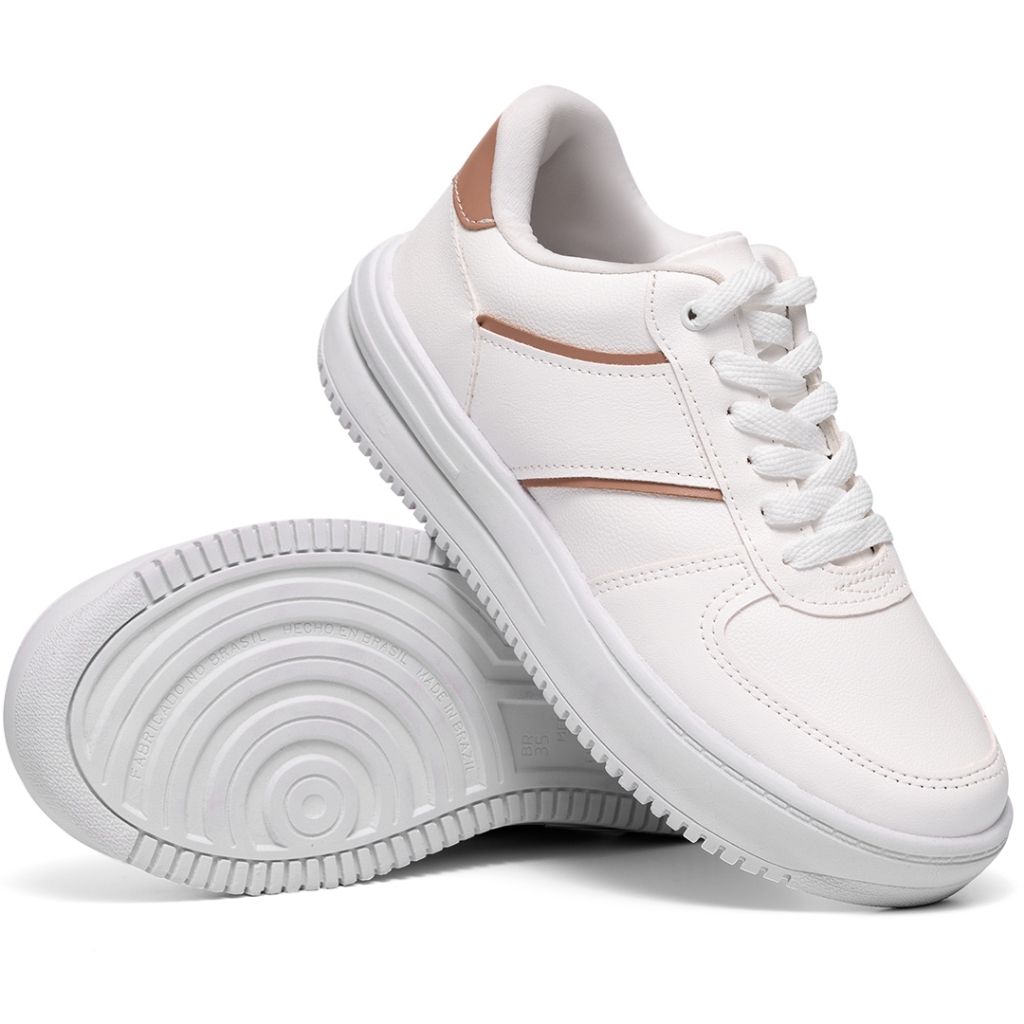 Tênis Feminino Lumiss Flatform Blogueira Casual Confortável Branco em Oferta na Shopee