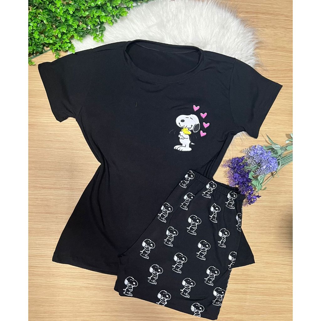 pijama de manguinha dormir shortdoll babydol adulto personagens em Oferta na Shopee