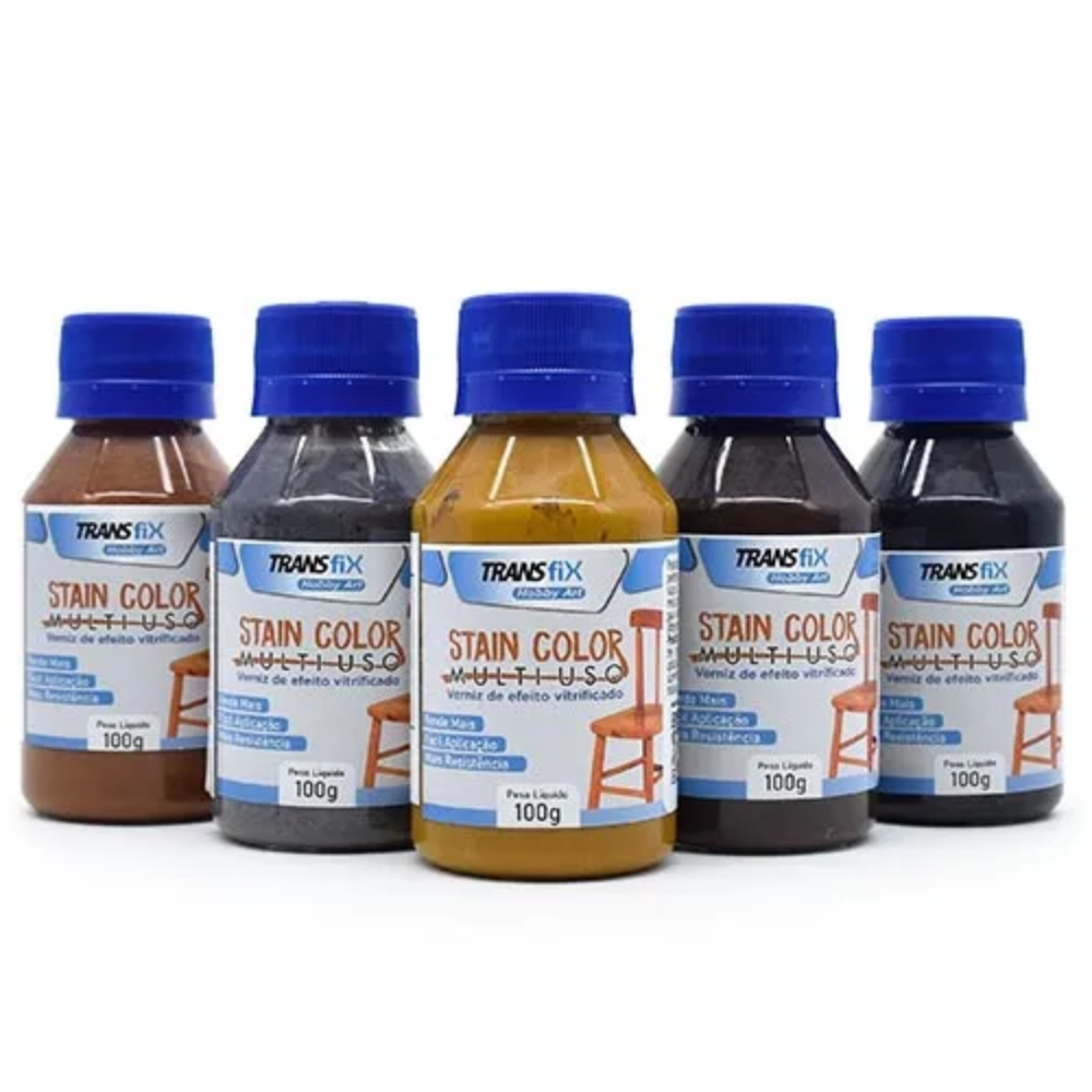 Verniz Efeito Vitrificado Multiuso Stain Color 100ml Artesanato Brilho Hobby Art - Transfix