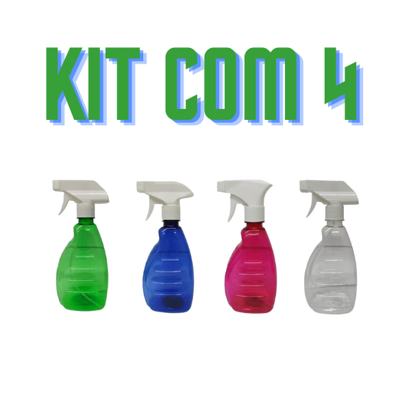Kit 4 Pulverizador Borrifador 500ml Com Valvula Gatilho Spray Manual Frasco Pet Plastico