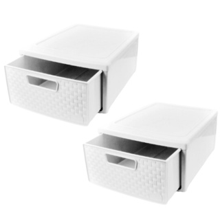 Kit 2 Gaveteiro Modular Decoração Rattan Empilhável 32,8 cm - Nitron em Oferta na Shopee