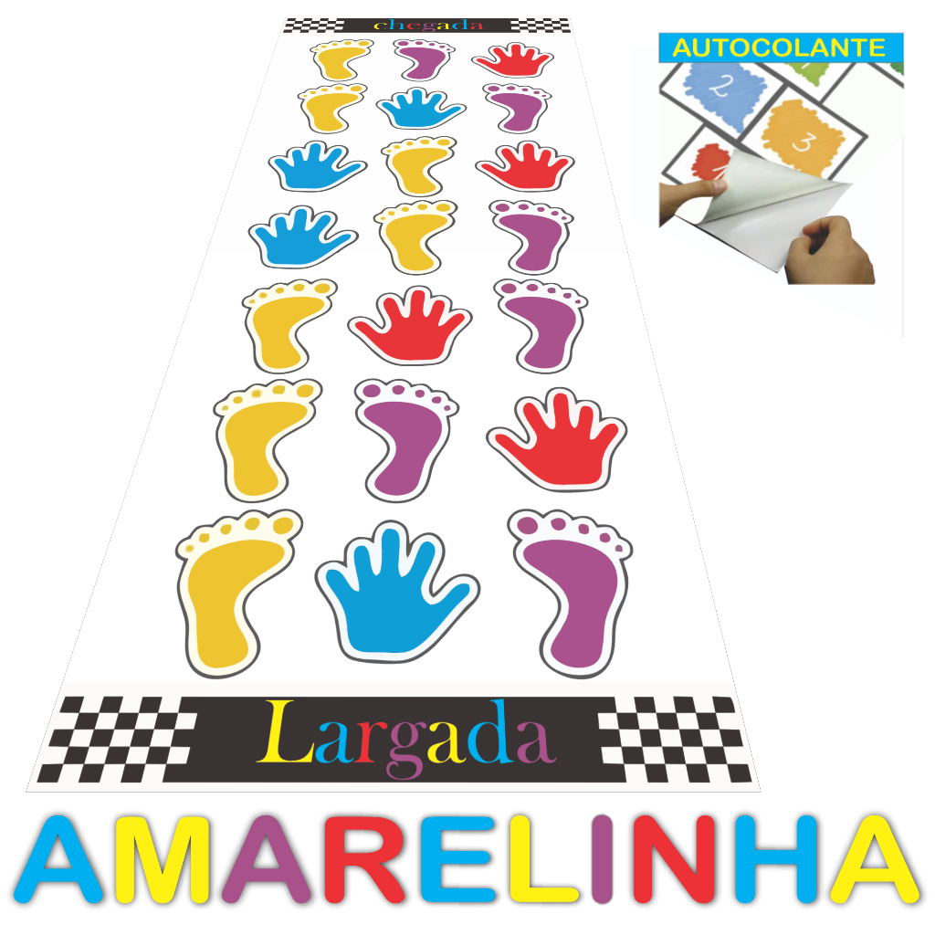 Tapete Amarelinha Autocolante chegada Impermeável Sensorial mãos e Pés Educativo Brinquedo CRIANÇAS