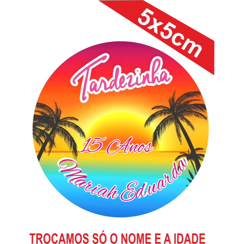 Adesivos 15 Anos Tardezinha Personalizados 5x5cm Festa Aniversário Lembrancinha