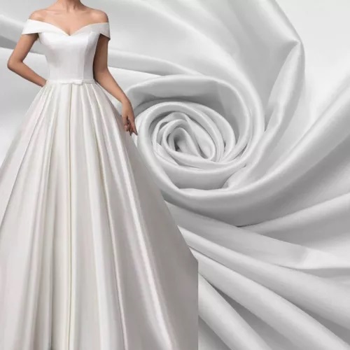 Tecido Cetim Bucol Branco - Venda no metro Ideal para vestidos de noivas, encorpado sem transparência com ótimo caimento