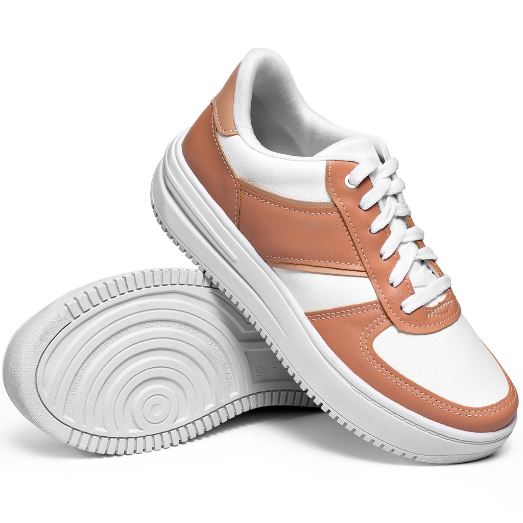 Tênis Feminino Lumiss Flatform Blogueira Casual Confortável Nude em Oferta na Shopee
