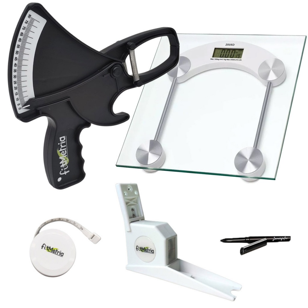 Kit Avaliação Física medidor de gordura Adipômetro clínico com Balança  estadiômetro nutrição