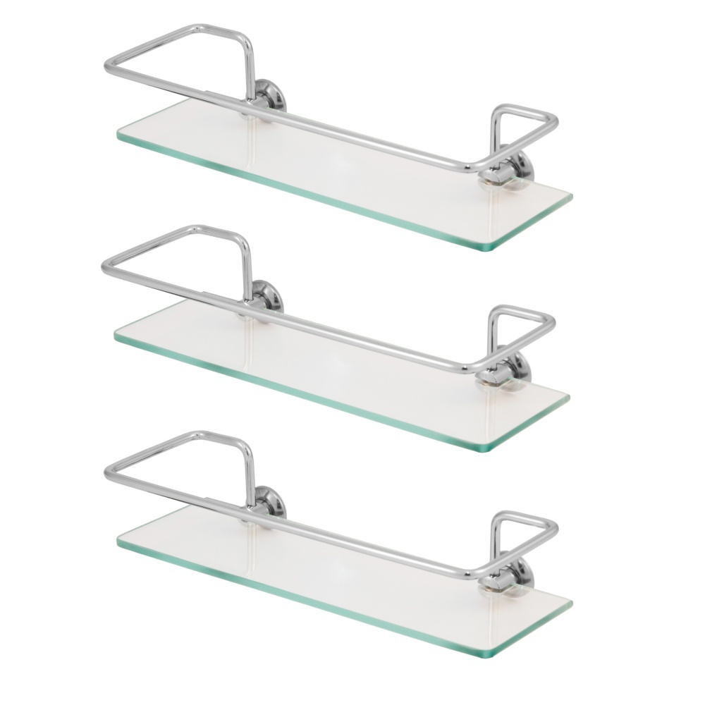 Kit 03 Porta Shampoo Suporte De Banheiro Shampoo Reto Vidro 6mm em Oferta na Shopee