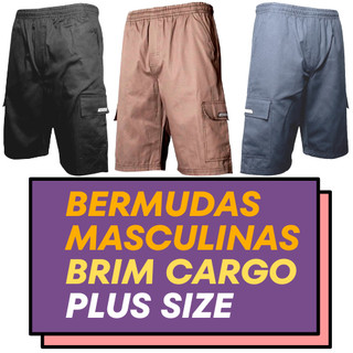 Bermuda Masculina Plus Size Adulto Sarja Bermudas Masculinas Brim Cargo Bolso Short Masculino Plus Size em Oferta na Shopee