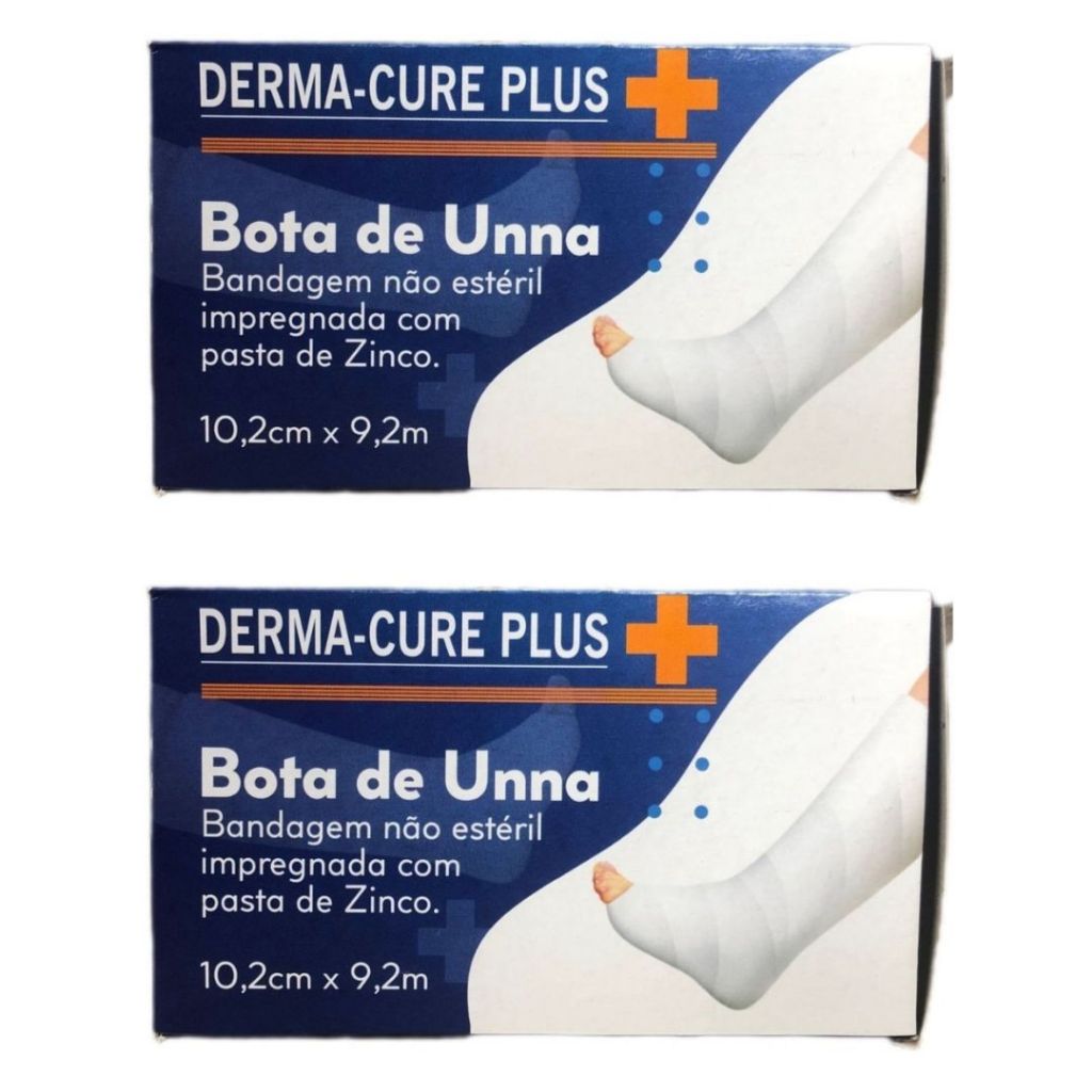Kit 2 Derma-Cure Plus Bota de Unna 10,2cm x 9,2m Curativo Cicatriz Queimadura impregnada pasta Zinco