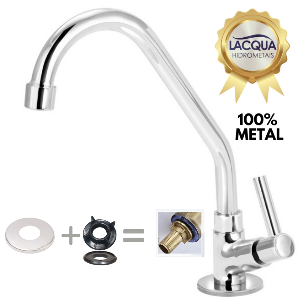 Torneira Cozinha Pia Mesa Bica Móvel Inteira Metal em Oferta na Shopee