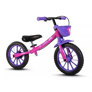 Bicicleta Infantil Rosa Nathor Sem Pedal | Balance Bike Meninas | Aro 12 Equilíbrio e Segurança em Oferta na Shopee