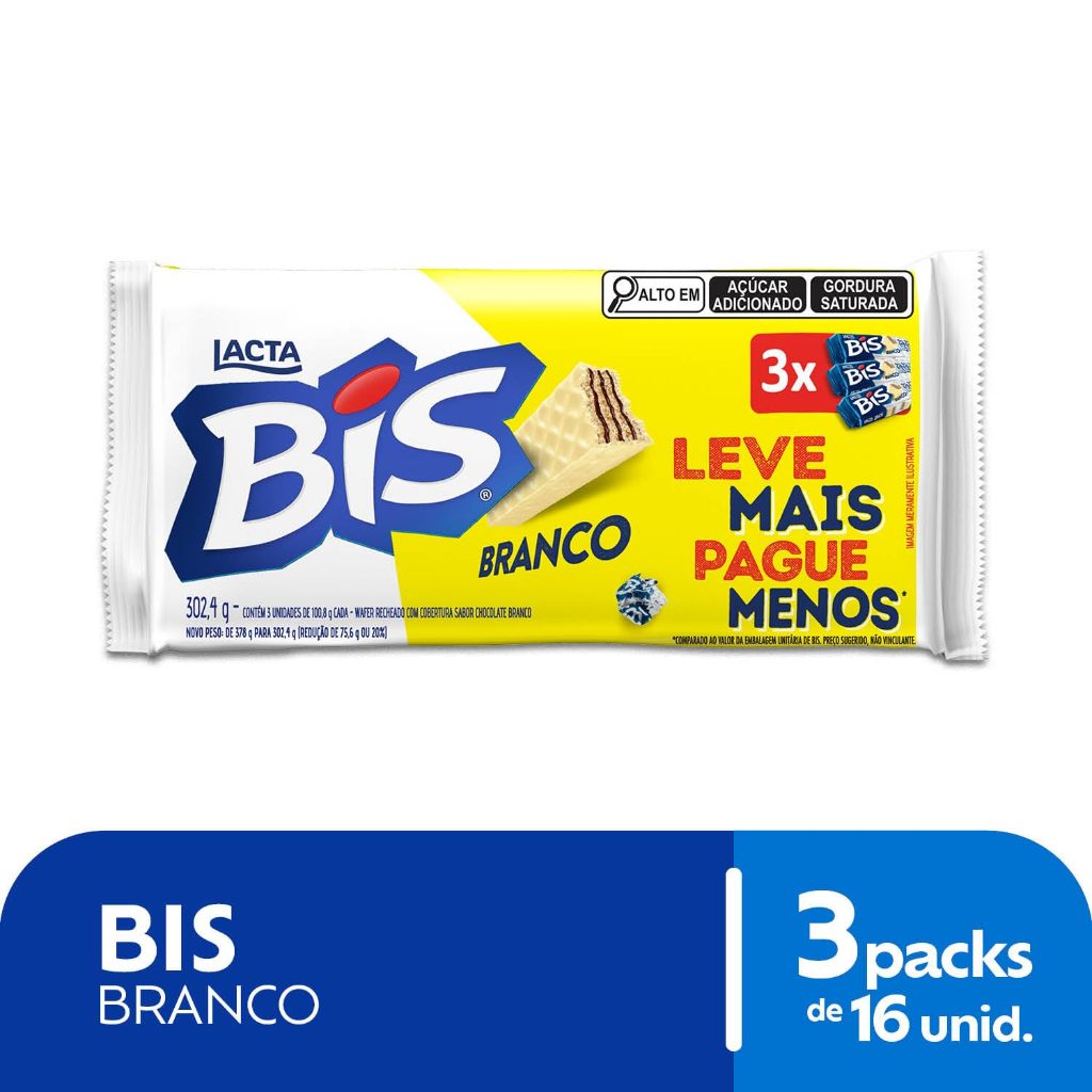 Chocolate Bis Branco Laka 302,4G Tripack 100,8G Cada
