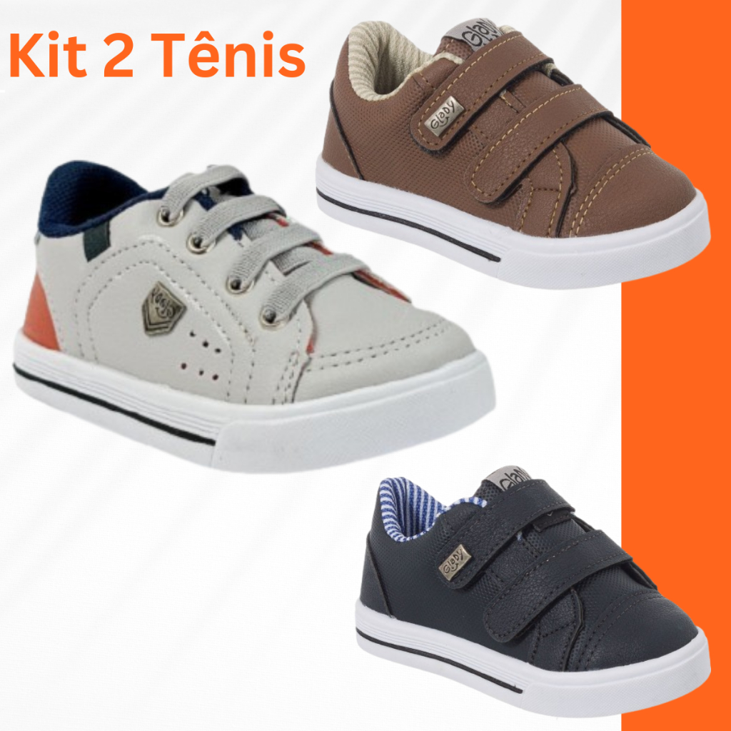 Kit 2 Tênis Menino Infantil Masculino Casual Confortável Calce Fácil em Oferta na Shopee