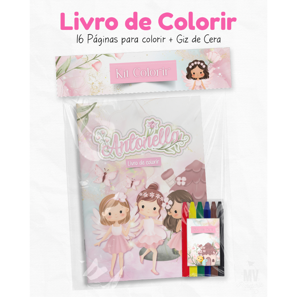 Kit de Colorir - Livro de Colorir Personalizado - Jardim - Lembrancinha Personalizada