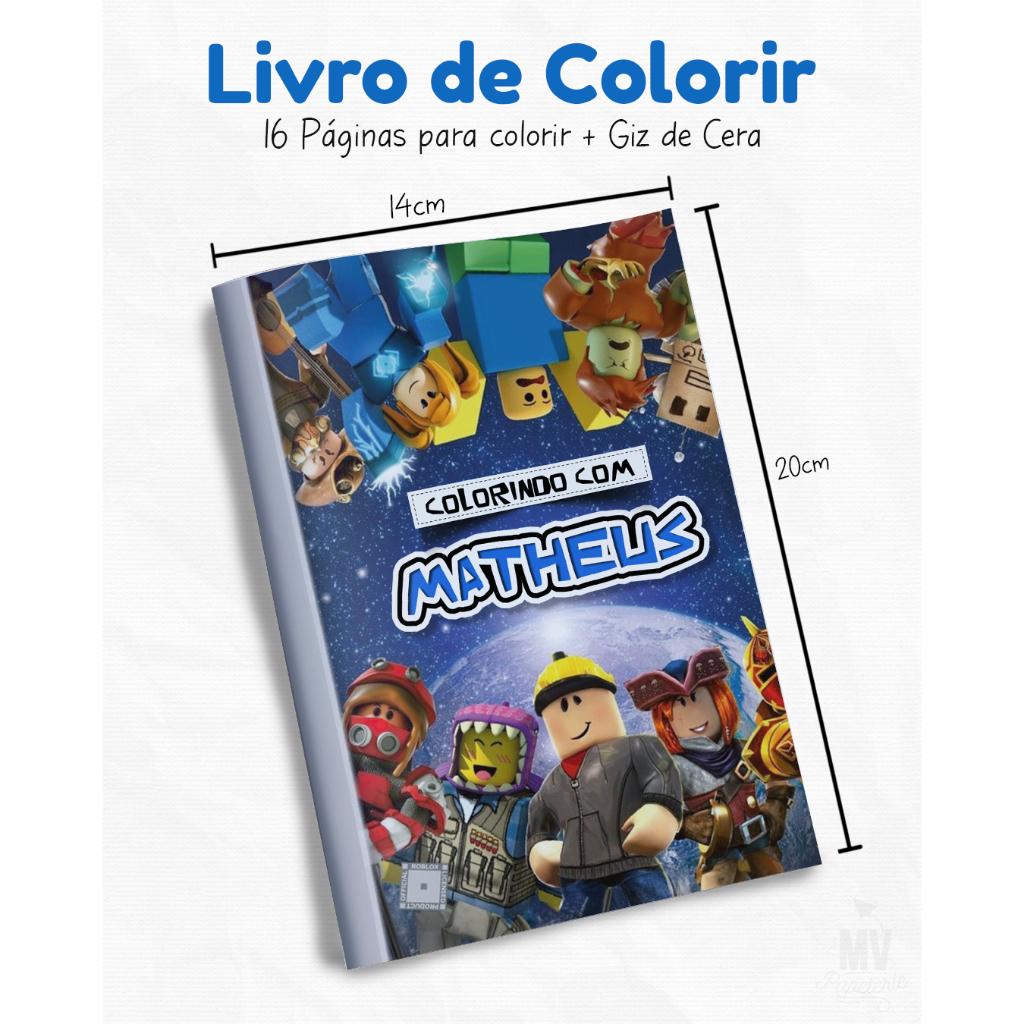 Kit de Colorir - Livro de Colorir Personalizado - Roblox - Lembrancinha Personalizada