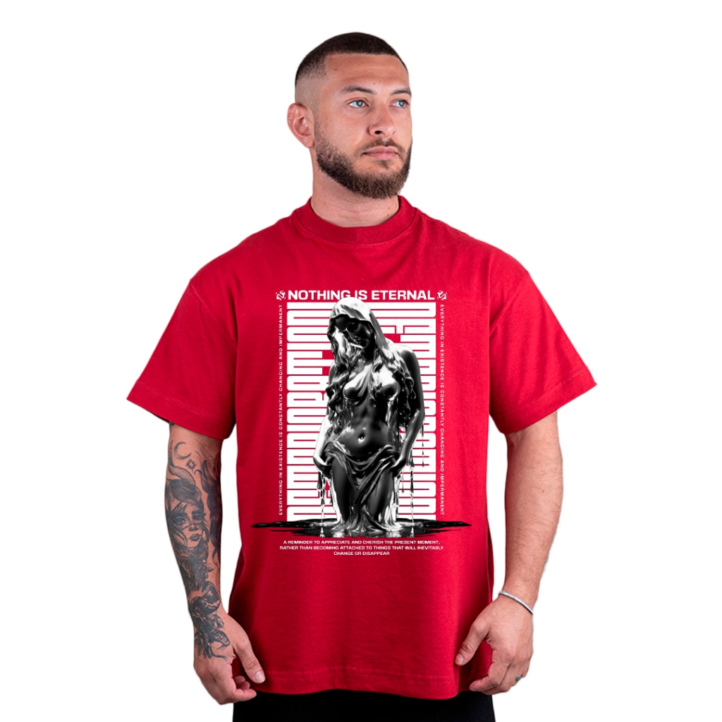 Camiseta Streetwear Oversized NOTHING ETERNAL Camisa Em Algodão Malhão Zero Encolhimento