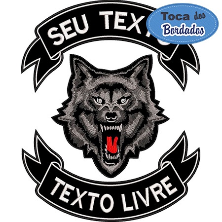 Patch Bordado Lone Wolf Lobo Solitário com seu nome e sua cidade 37x29,5cm Cód.1343 - Fixação Costura< Motociclista, Moto Grupo, Moto CLube