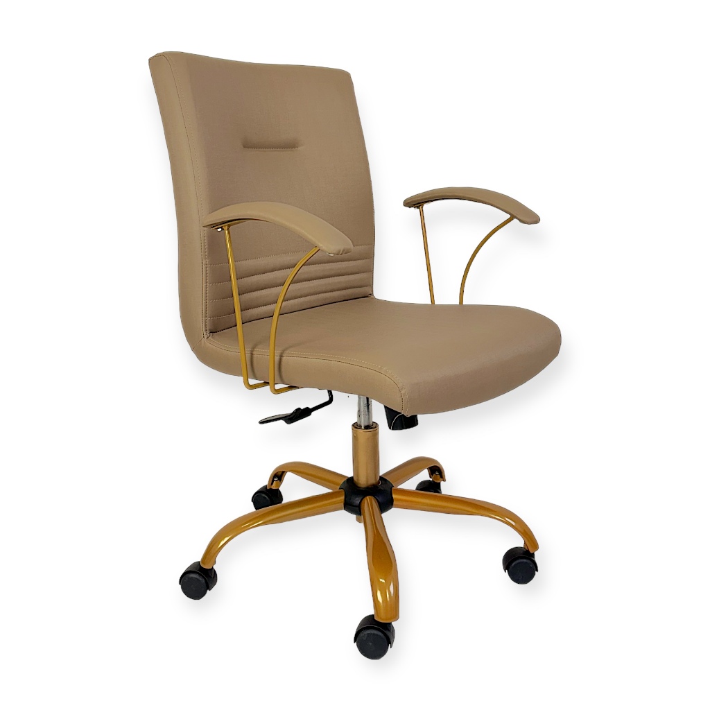 Cadeira de Escritório Diretor Athena Lisa - com Relax e Braço  - Base Giratória Dourada