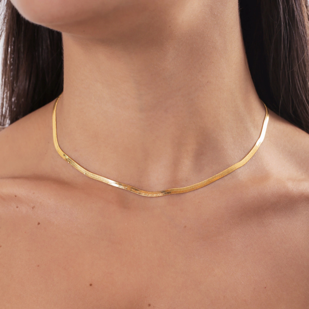 [ SEMI JOIA ] Colar Choker Feminina Malha 2mm Fita Banhado a Ouro 18k ou Prata Acessórios Femininos