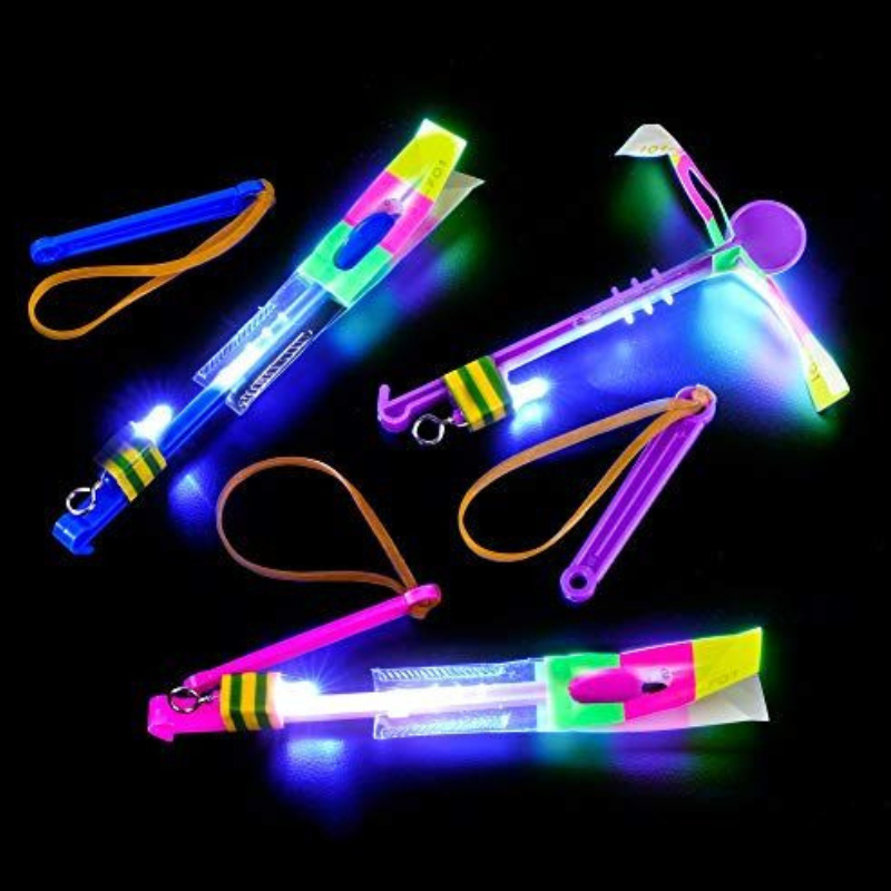 Estilingue Com Led Foguete Helicóptero Brinquedo de Criança Pirocoptero