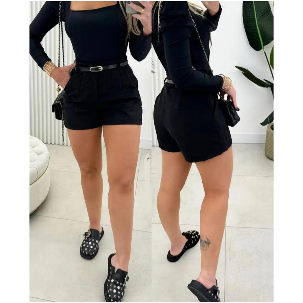 Short Alfaiataria Feminino Com Cinto Zara Cintura Alta Cinto Fino Social Blogueira Promoção