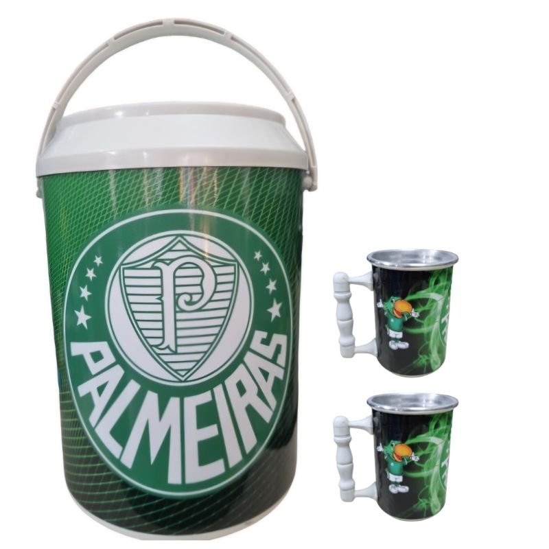 Cooler Térmico Caixa Térmica Palmeiras Mais 2 Copos Térmicos