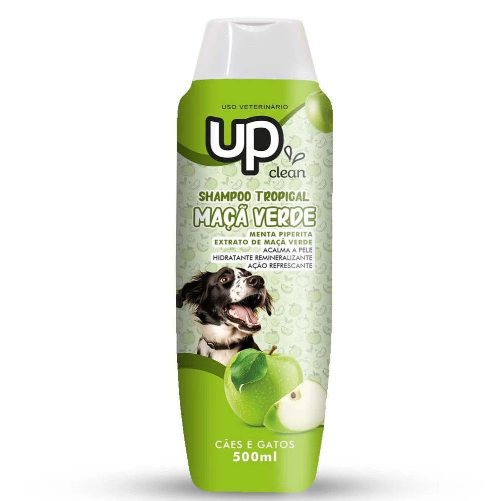 Shampoo para Cachorro Maçã Verde 500ml Shampoo Pet Cheiroso Shampoo para Cães Pelo Macio UP Clean