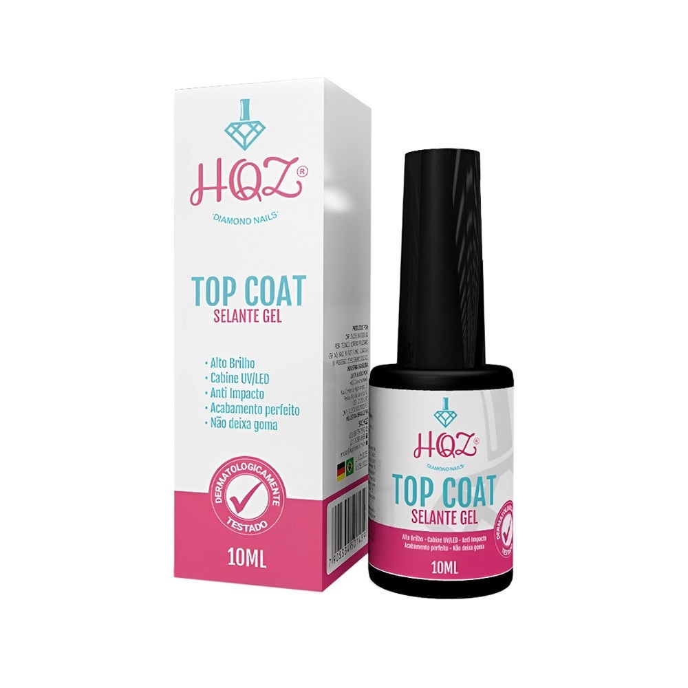 Top Coat HQZ Selante Alto Brilho para unhas led uv 10ml