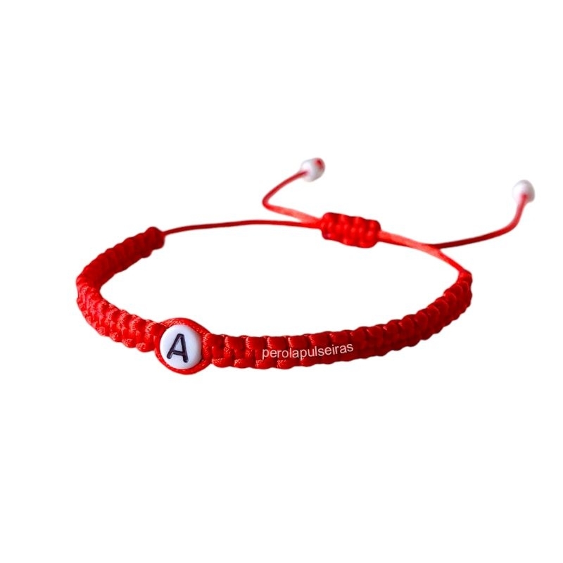 Pulseira vermelha de proteção adulto casal Kabbalah com letra inicial